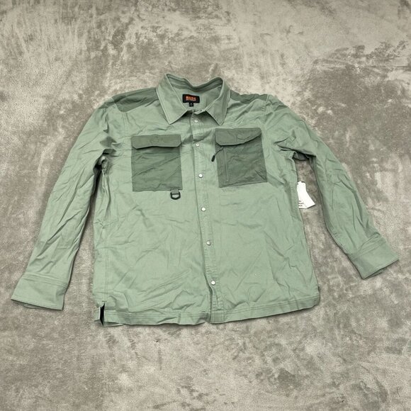 Bass Outdoor Stretchy Worker Shirt M Lilly Pad Green Cotton/Spandex NWT 6415 - Picture 1 of 8